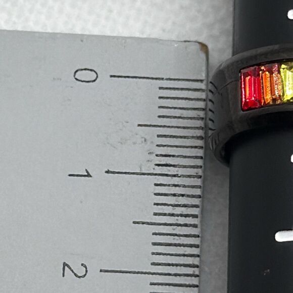 NWOT Size 5 Titanium band with rainbow flag stones - Picture 4 of 4